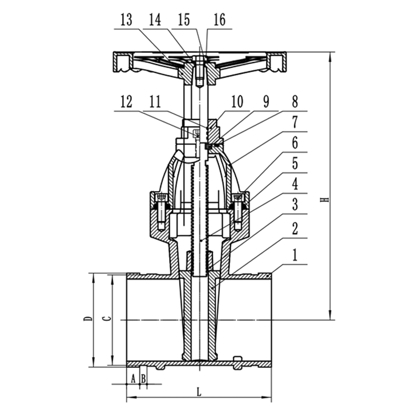 Z85T-16Q Non-Rising Grooved Type hard seal seated gate valve