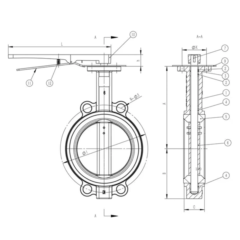 D71X-16Q Wafer Type Handle Butterfly Valve