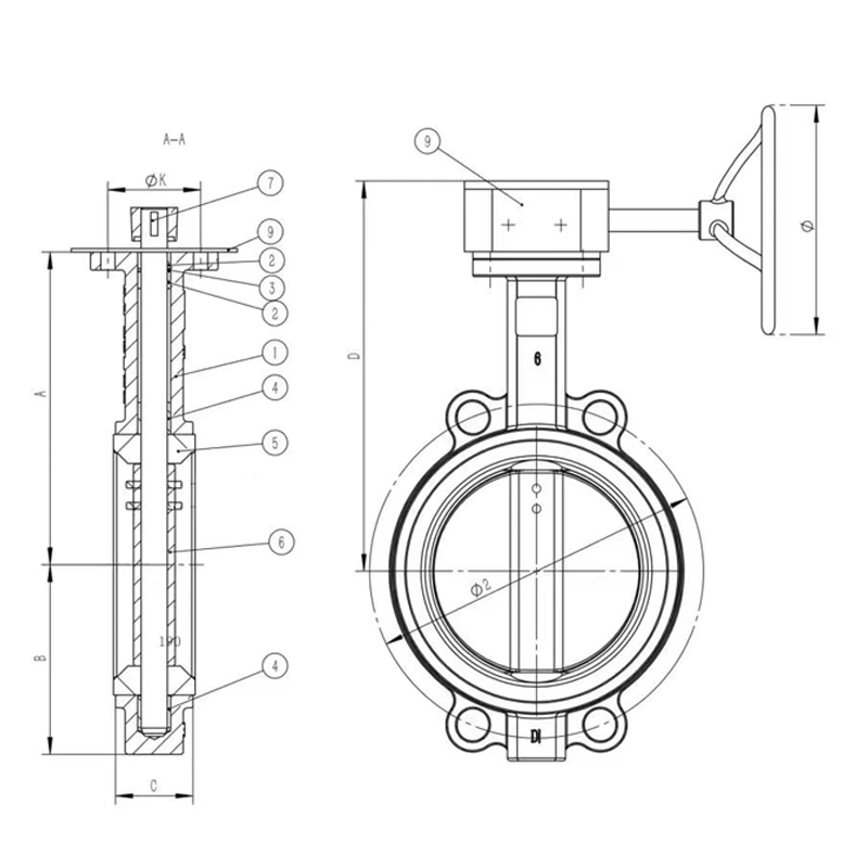 D371X-16Q Wafer Type Wafer Turbine Butterfly Valve