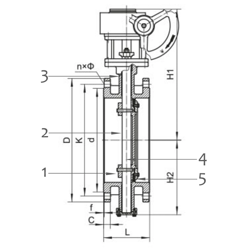 D341X-16Q Flange Turbine Type Butterfly Valve