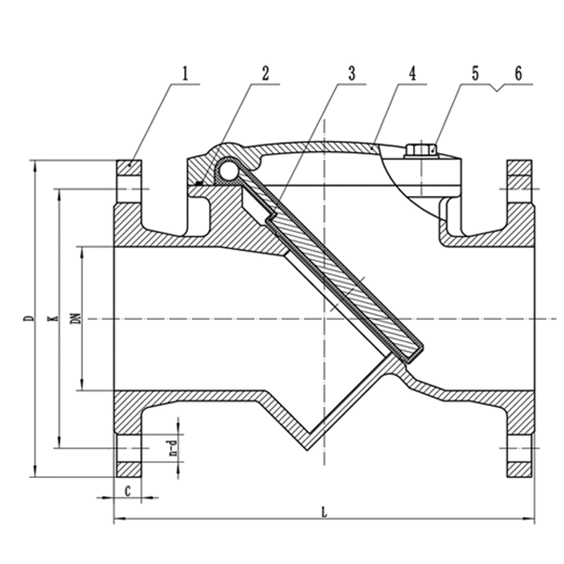 H44X-16Q Rubber Flap Check Valve