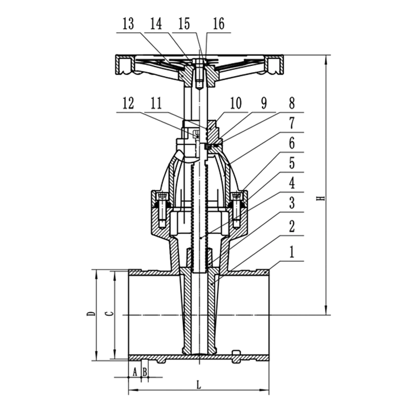 Z84X-16Q Non-Rising Grooved Type Resilient Seated Gate valve